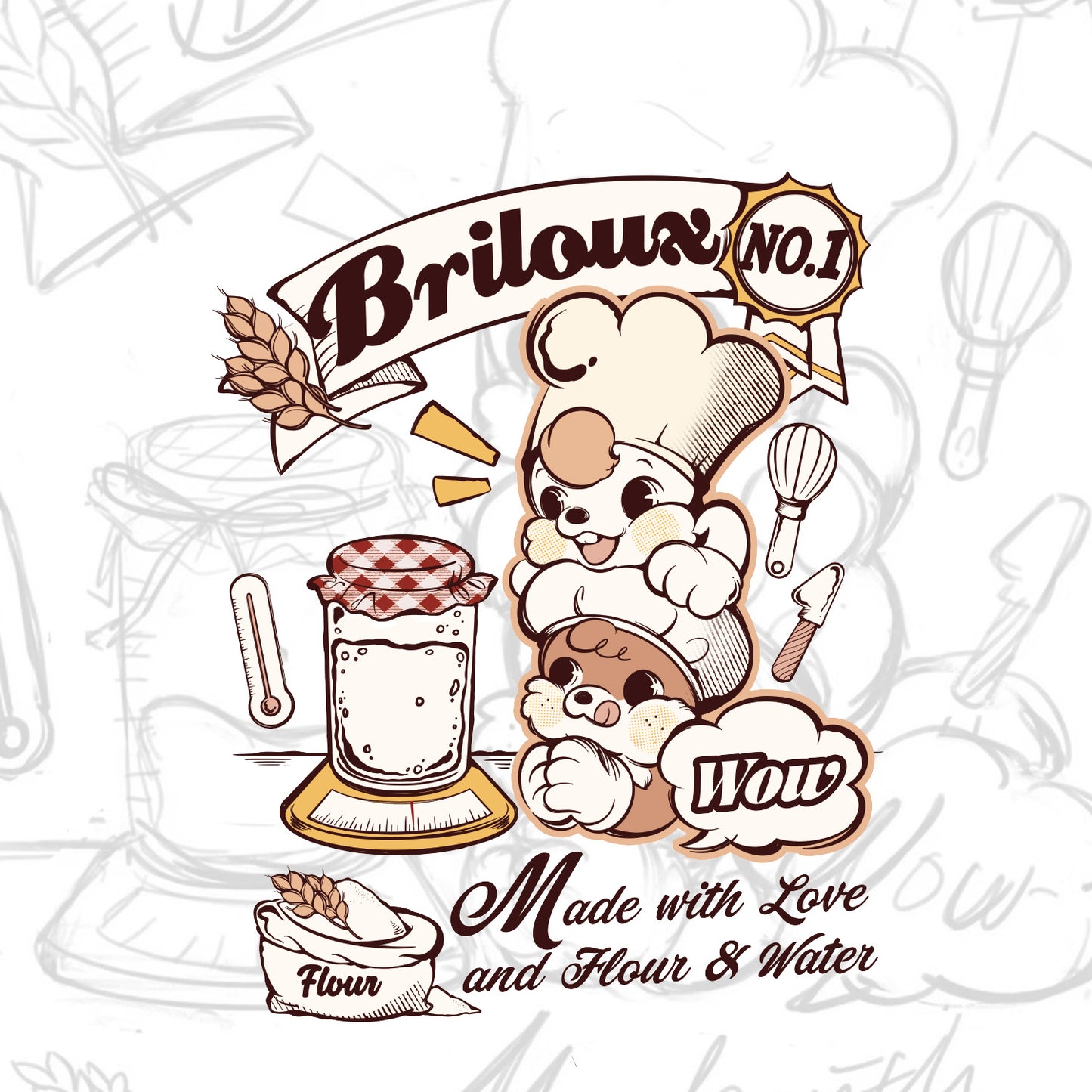 Cute Kitchen Towel | 28"x28" | (Made with Love and Flour & Water)